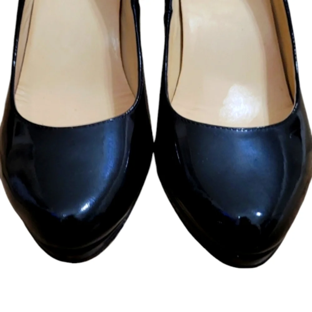 Cole Haan Heels Black Patent Leather Platform Lightly Cushioned Almond Toe